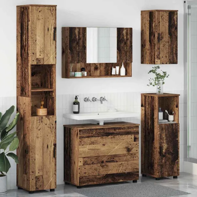 vidaXL Badkamermeubelset 5 st Oud Hout 35 x 30 x 192 cm Bruin