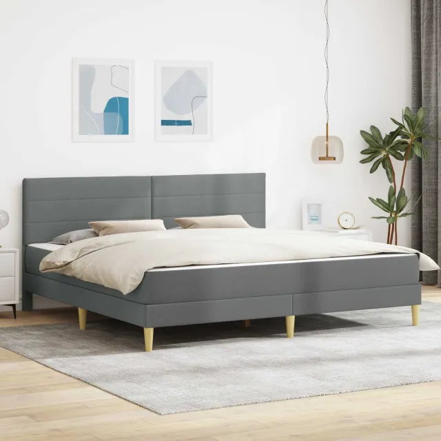 vidaXL Bedframe met matras Donkergrijs 180 x 200 cm Stof
