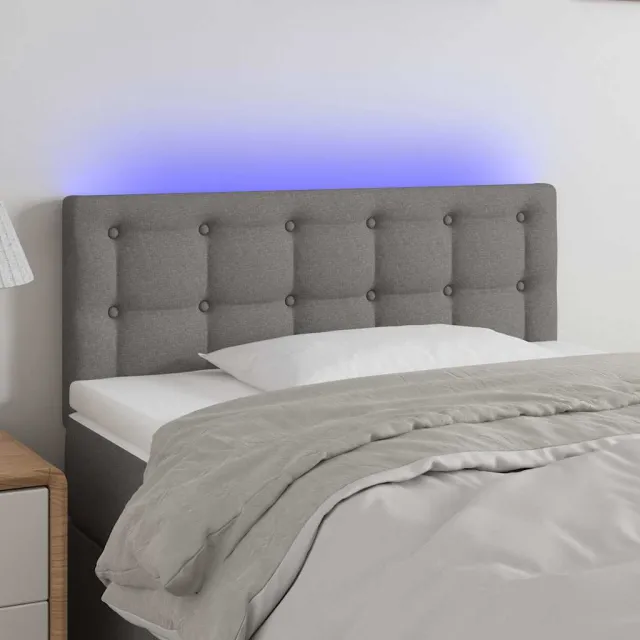 vidaXL Hoofdbord LED 100x5x78/88 cm stof donkergrijs grijs