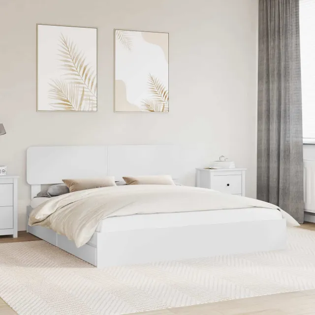 vidaXL Opslag bed met lade met opslag Wit 180 x 200 cm Bewerkt hout