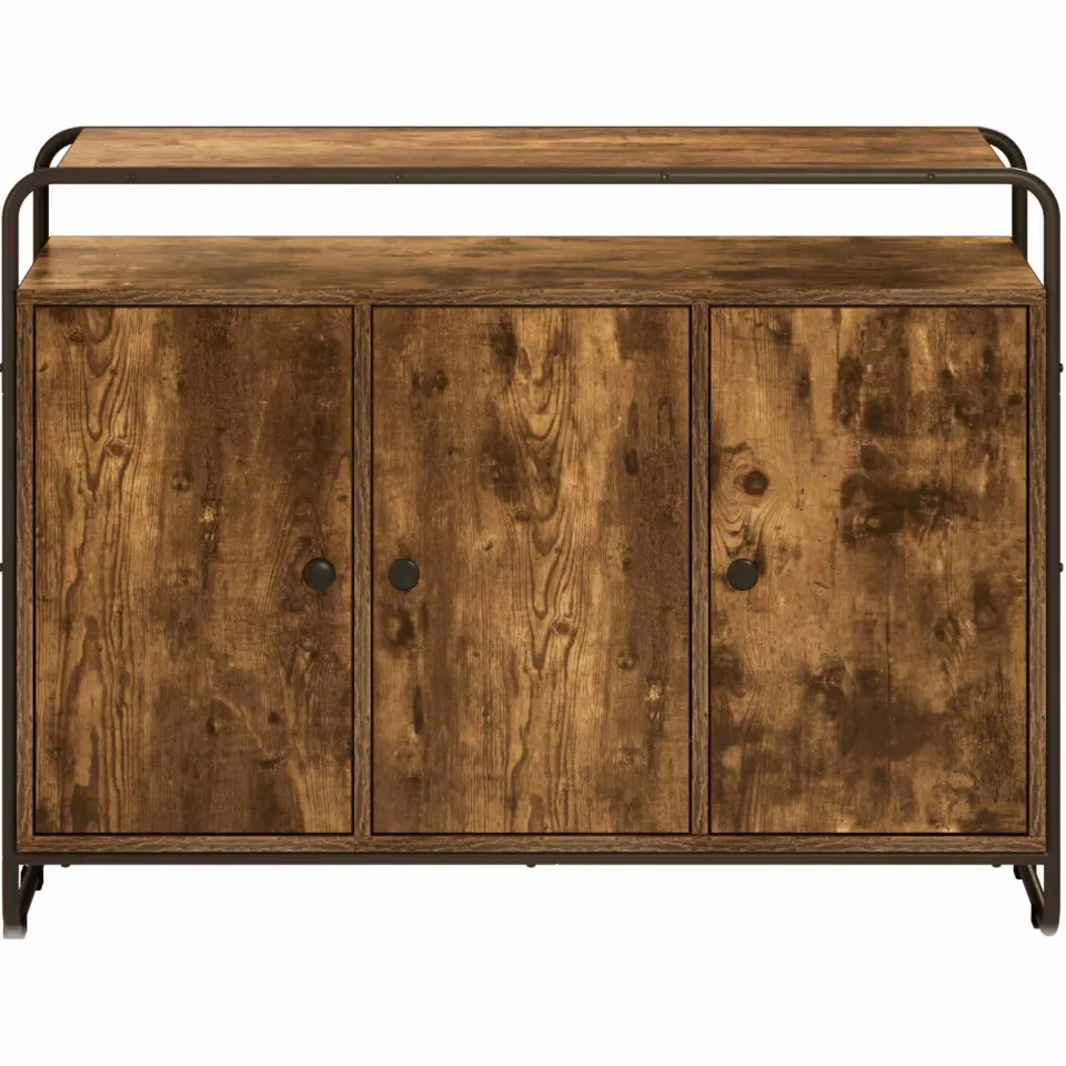 vidaXL Dressoir Gerookt eiken 102 x 35 x 75 cm Bewerkt hout, foto 4