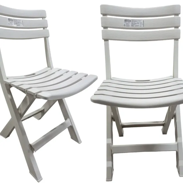 Pro Garden Progarden Klapstoel voor buiten/binnen - 4x - ivoor wit - 41 x 78 cm - stevig kunststof - Bijzet stoelen Ivoorwit