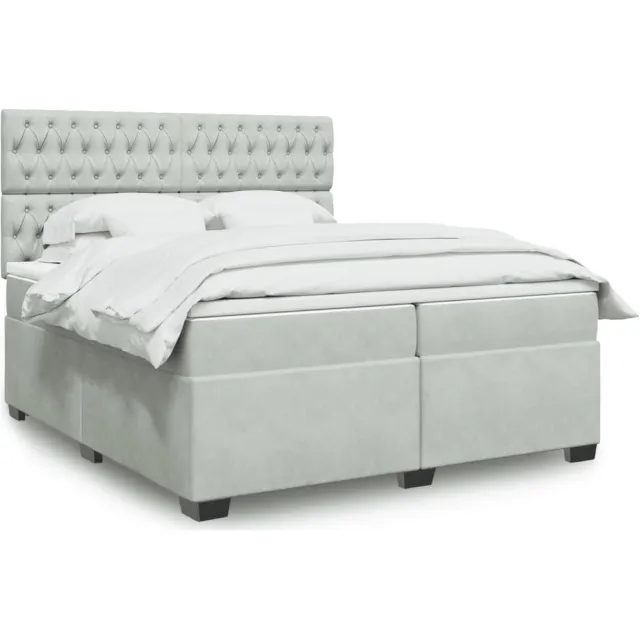 vidaXL Boxspring met matras fluweel lichtgrijs 200x200 cm grijs