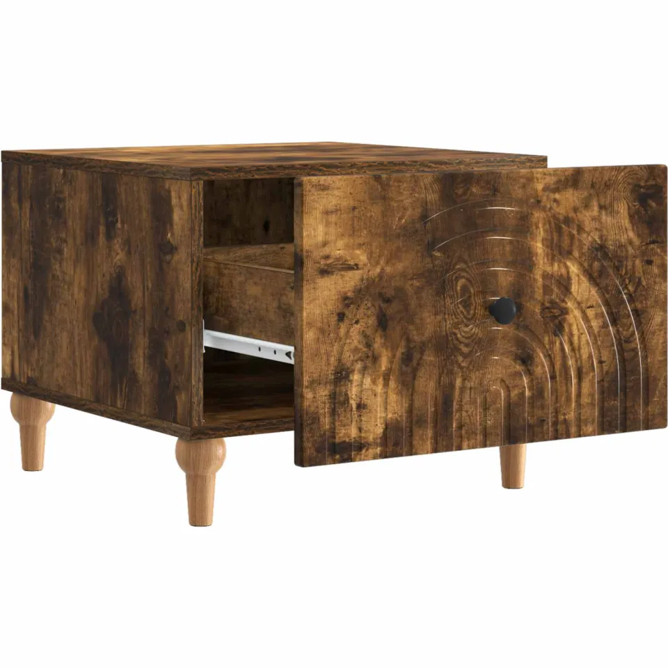 vidaXL Salontafel met lade Gerookt eiken 49 x 50 x 40 cm Bewerkt hout, foto 4