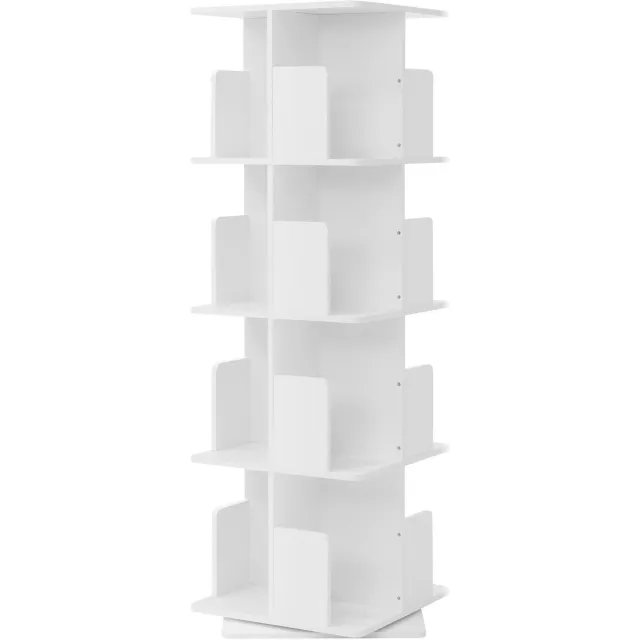 ml-design draaibare kinderboekenrek 4 niveaus 16 vakken wit vrijstaand speelgoed opbergruimte 360 graden rond draaiend decoratief meubel kinderkamer woonkamer kantoor speelkamer montessori boekenrek kinderboekenkast opbergmeubel