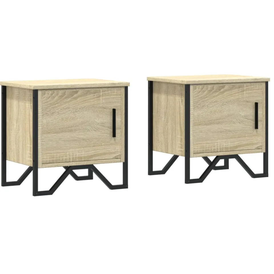 vidaXL Nachtkastjes 2 st 40x30x40 cm spaanplaat sonoma eikenkleurig Bruin