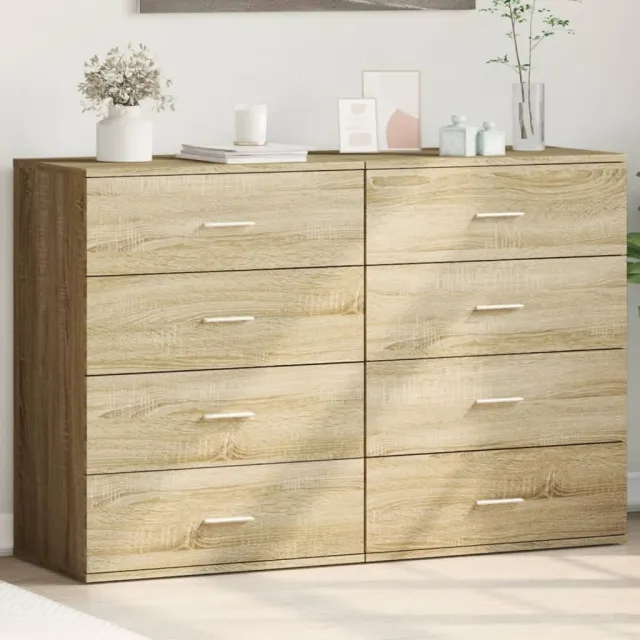 vidaXL Dressoirs 2 st 60x39x80 cm bewerkt hout sonoma eikenkleurig Bruin