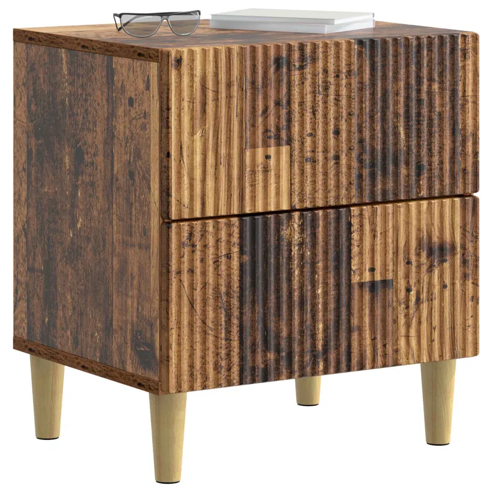 vidaXL Nachtkastje 2 st Oud hout 43 x 34,5 x 48 cm Bewerkt hout Bruin