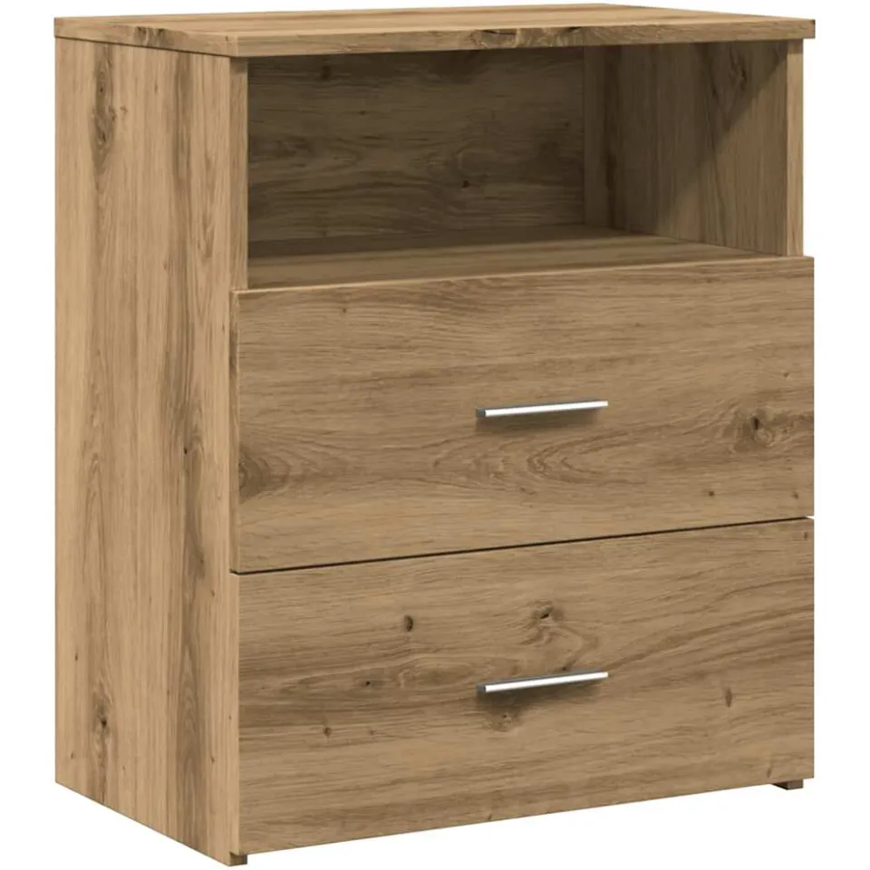 vidaXL Nachtkastje 50x32x60 cm bewerkt hout artisanaal eikenkleurig, foto 3