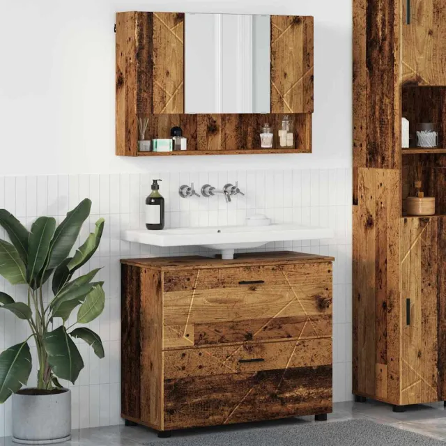 vidaXL Badkamermeubelset 2 st Oud Hout 76,5 x 35 x 64 cm bruin, foto 2