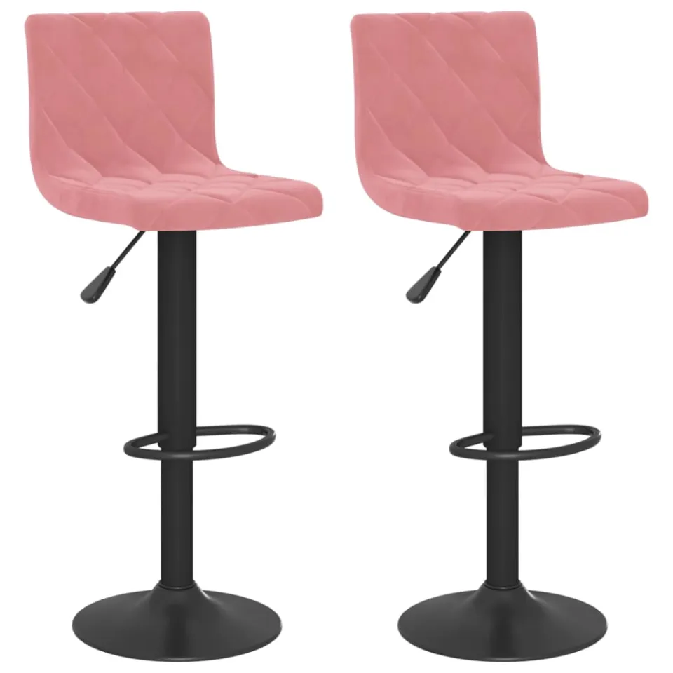 vidaXL Barkrukken 2 st fluweel roze, foto 3