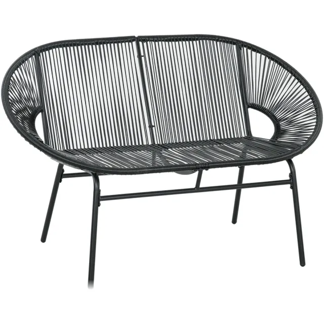 Sunona Tuinbank van PE-rotan - 2-zits - 132 x 72 x 83 cm - Zwart