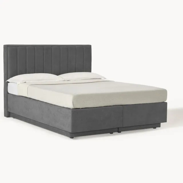 Westwing Collection Divan bed Livia met opbergruimte grijs