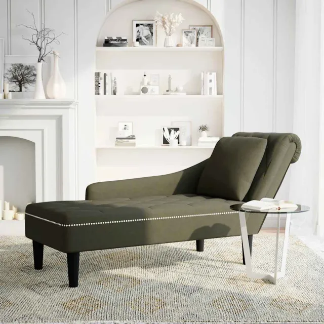 vidaXL Chaise longue kussen en rechterarmleuning kunstleer donkergrijs grijs, foto 2
