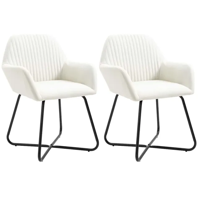 vidaXL Eetkamerstoelen 2 st stof crèmekleurig