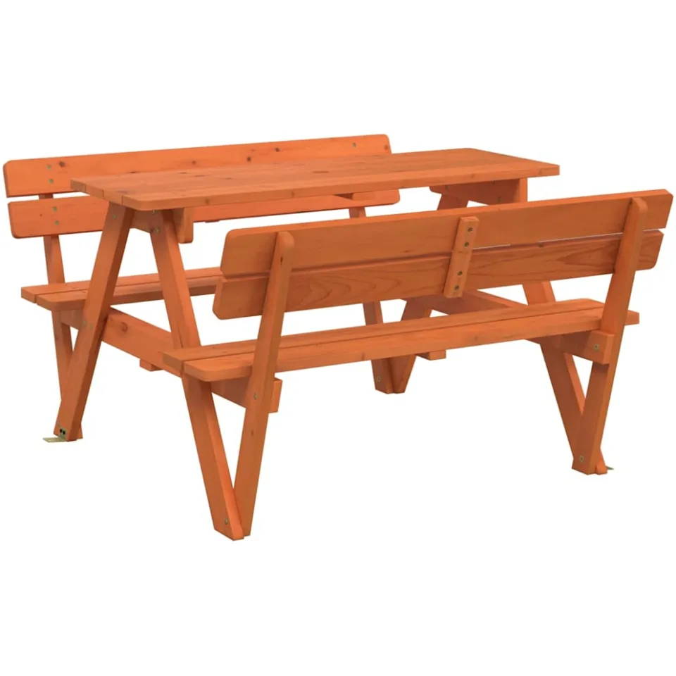 vidaXL Picknicktafel voor 4 kinderen met parasolgat massief vurenhout Bruin