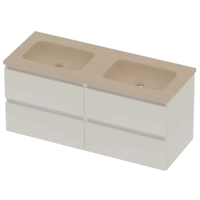 Basic-Line Rocky 46 Badmeubelset Hardsteen 120x46x54 cm R46ssemw2x600 Mat White Sand Stone Beige
