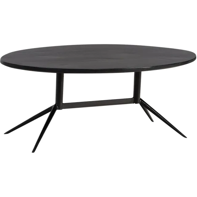 Cosmo Casa Salontafel - Massief mangohout - Zwart - IJzeren onderstel - 90 x 50 x 35 cm