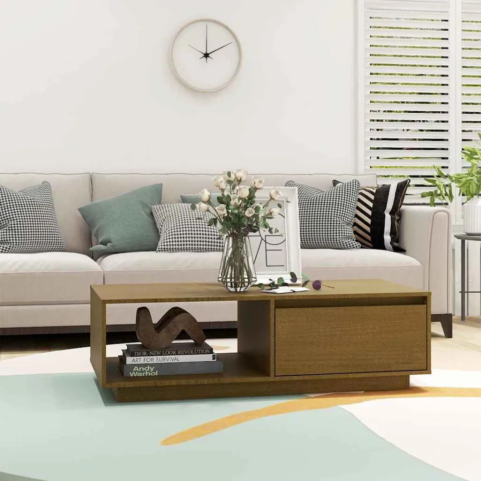 vidaXL Salontafel 110x50x33,5 cm massief grenenhout honingbruin bruin, foto 3