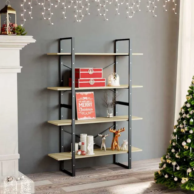 vidaXL Boekenkast 4 schappen 100x30x140 cm bewerkt hout sonoma eiken Bruin