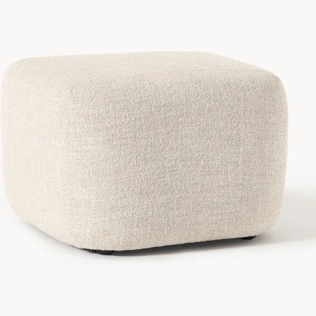 Westwing Collection Voetenbank Wolke van bouclé Beige