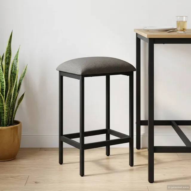 vidaXL Barkruk Lichtgrijs 40 x 32 x 64 cm Bewerkt hout, foto 2