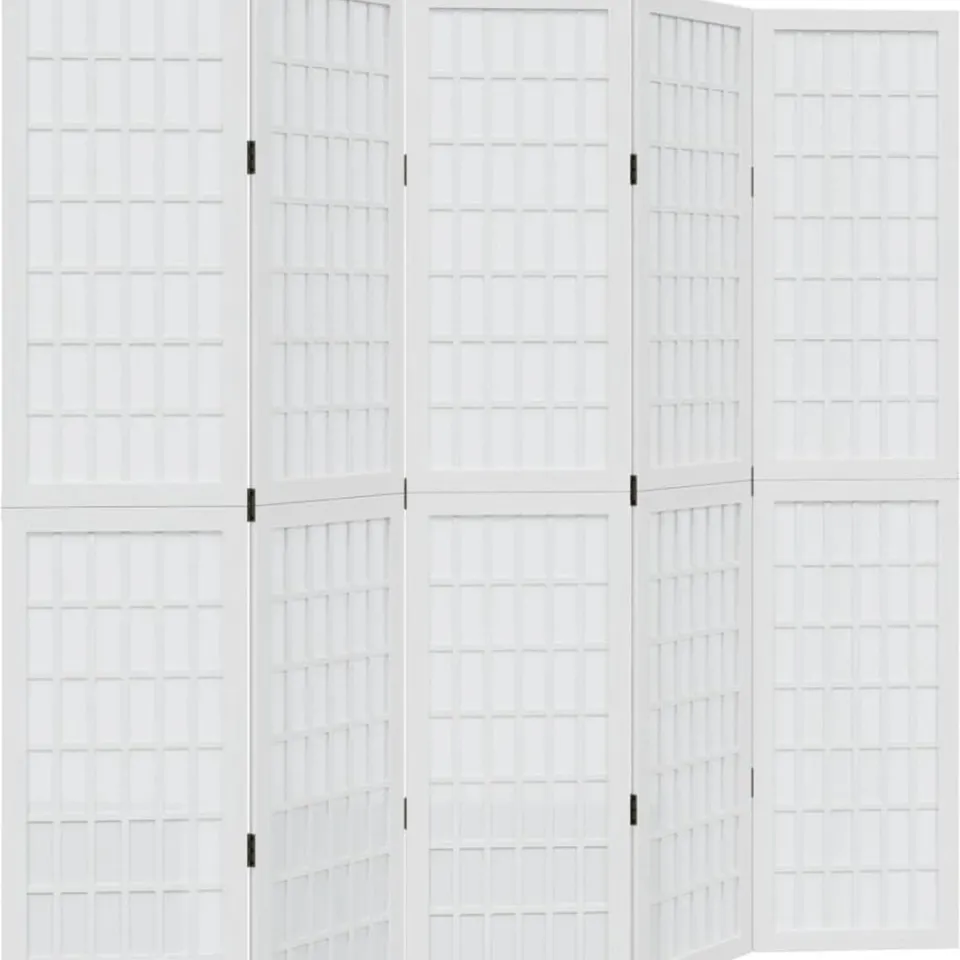 vidaXL Kamerscherm met 5 panelen massief paulowniahout wit, foto 3