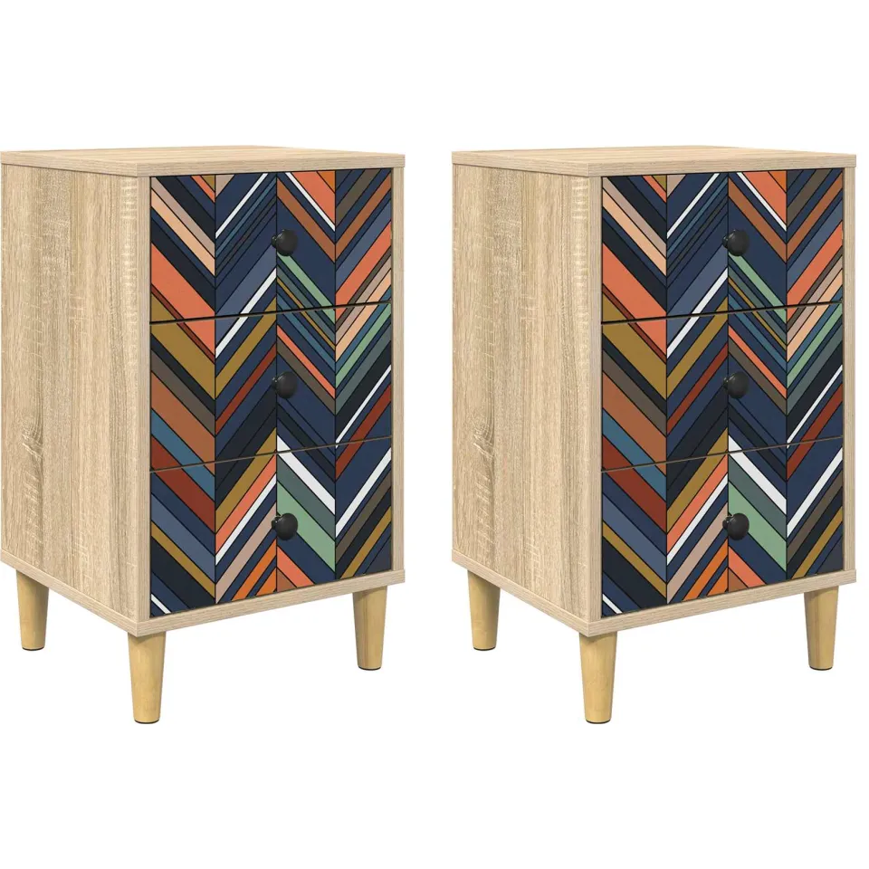 vidaXL Nachtkastje OMMEN 2 st Sonoma Eiken 36 x 33 x 60 cm Bruin
