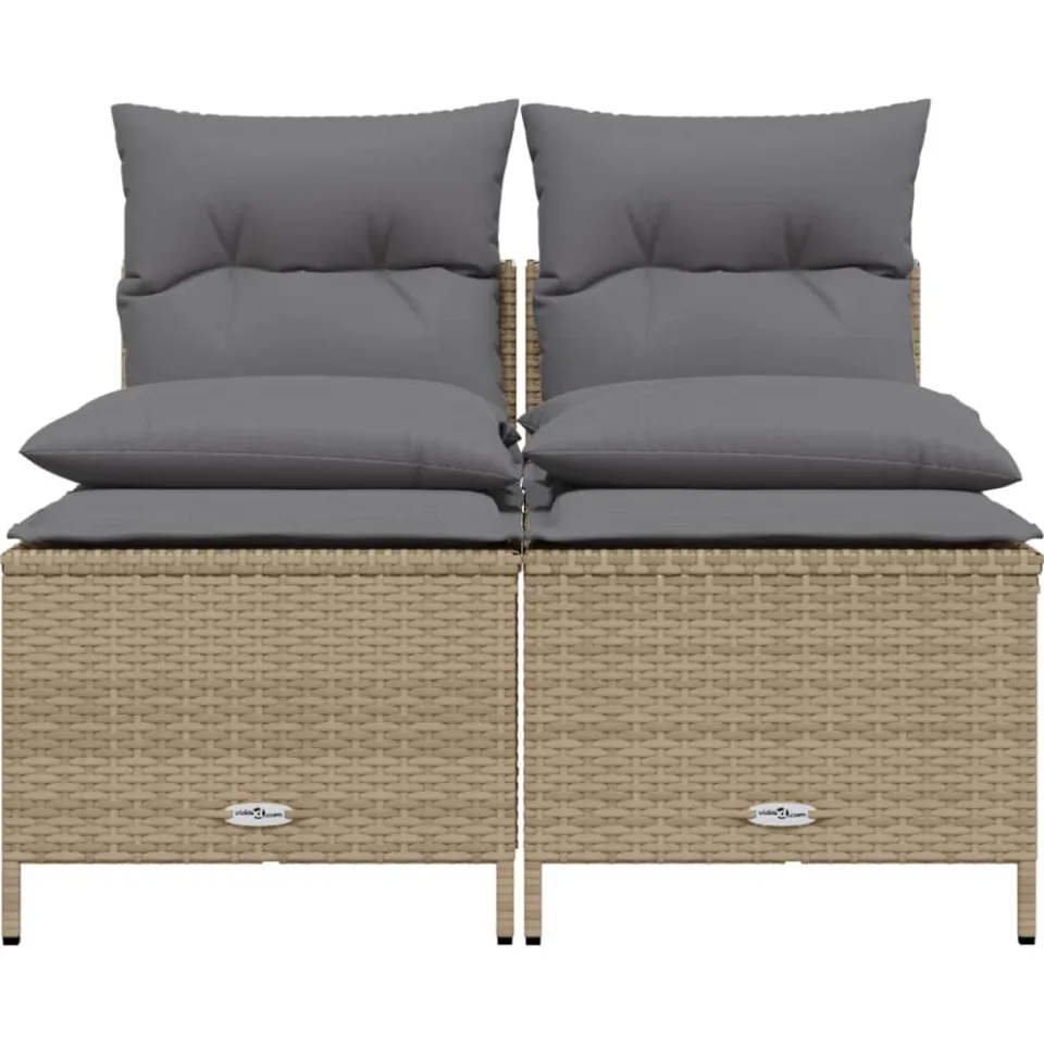 vidaXL 4-delige Loungeset met kussens poly rattan beige