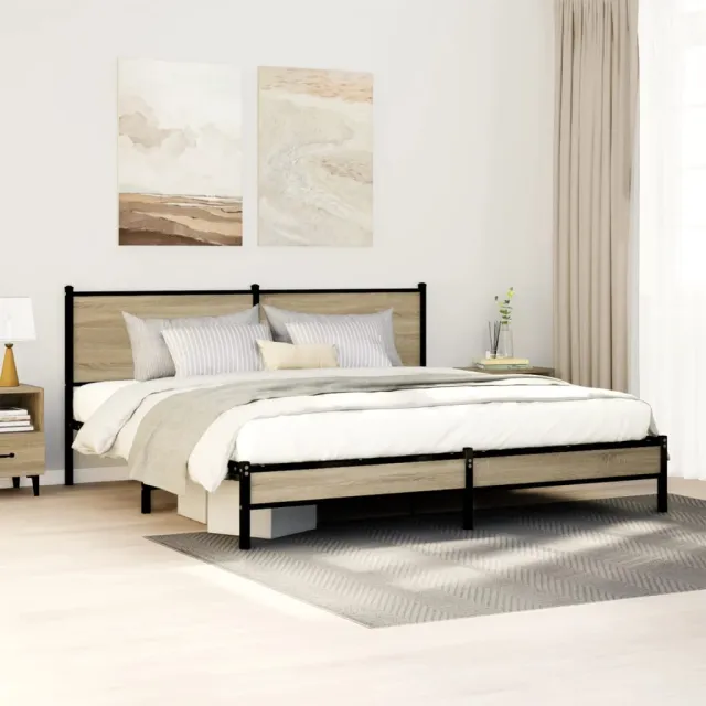vidaXL Bedframe zonder matras metaal sonoma eikenkleurig 160x200 cm