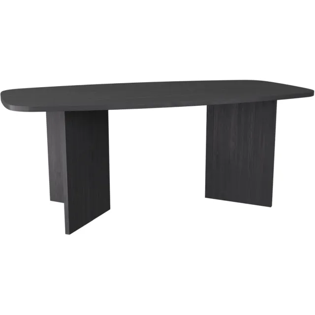 Selsey Piano – Rechthoekige eettafel met afgeronde hoeken, 190 cm, houtlook es zwartgrijs