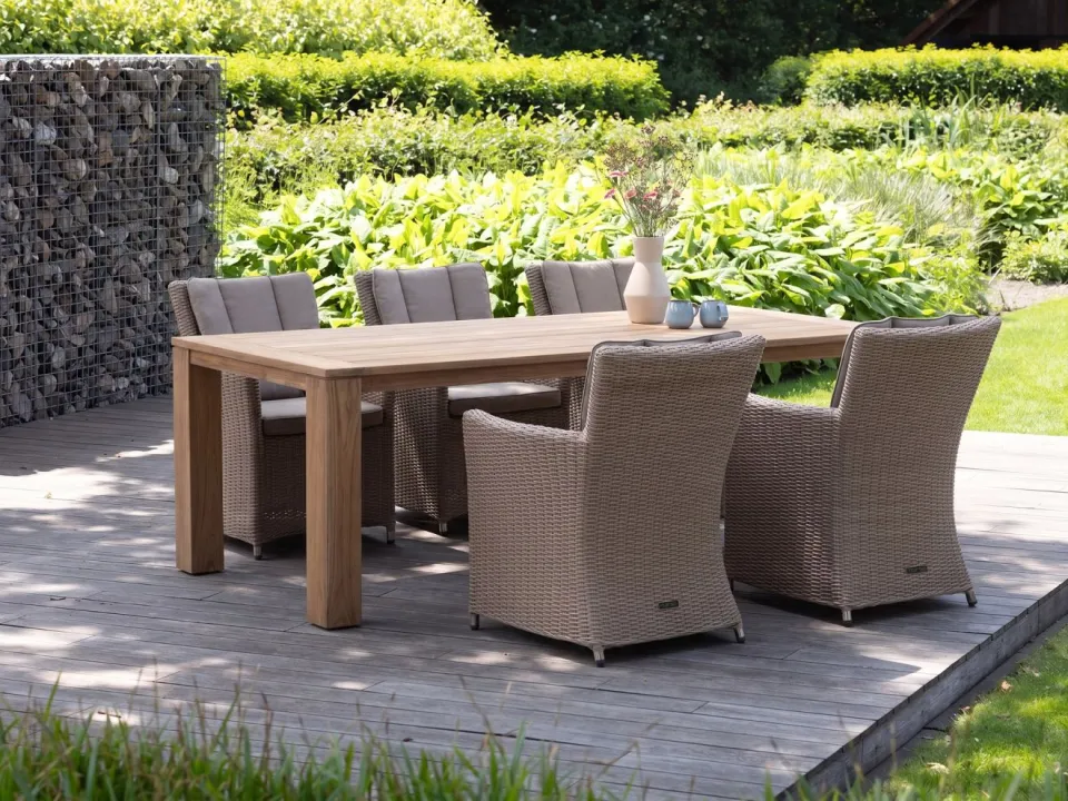 ROUGH Furniture ROUGH-X dining tuintafel 200x100x76cm bruin, foto 2