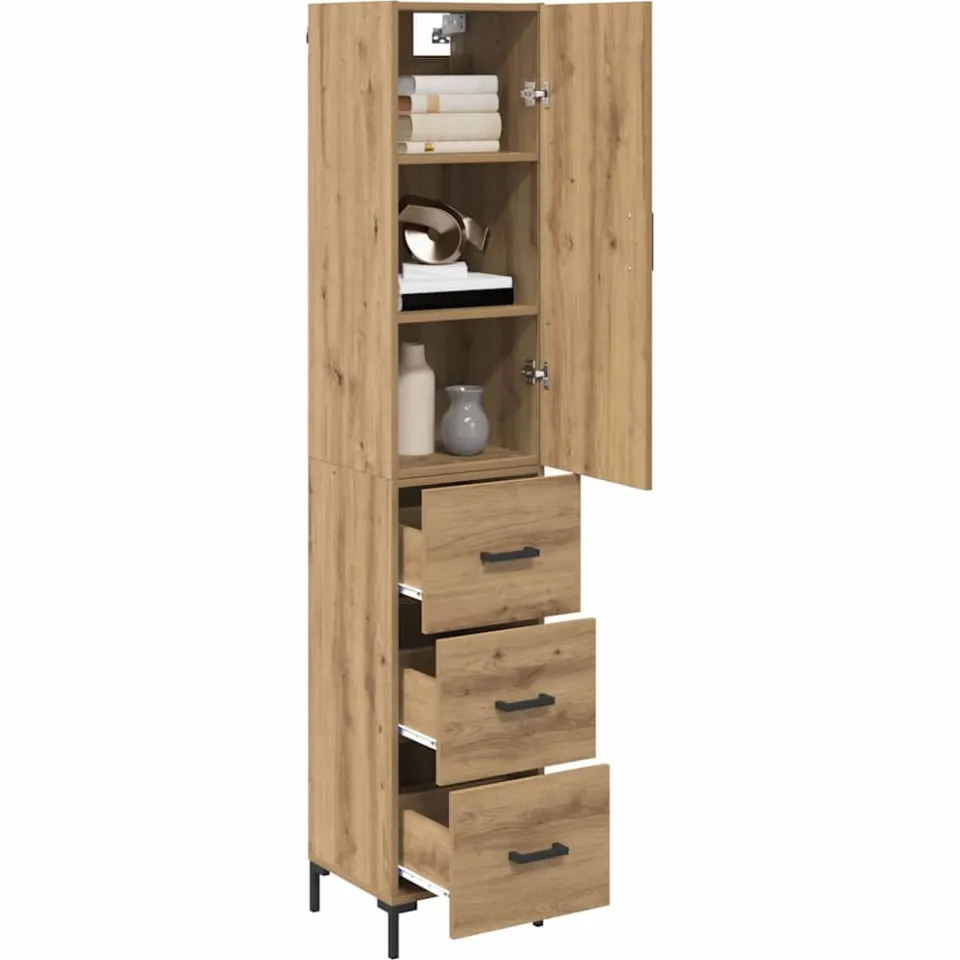 vidaXL Hoge kast Artisan Eiken 34,5 x 34 x 180 cm Bewerkt hout