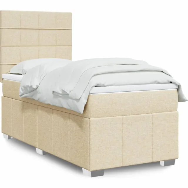 vidaXL Boxspring met matras stof crèmekleurig 80x200 cm