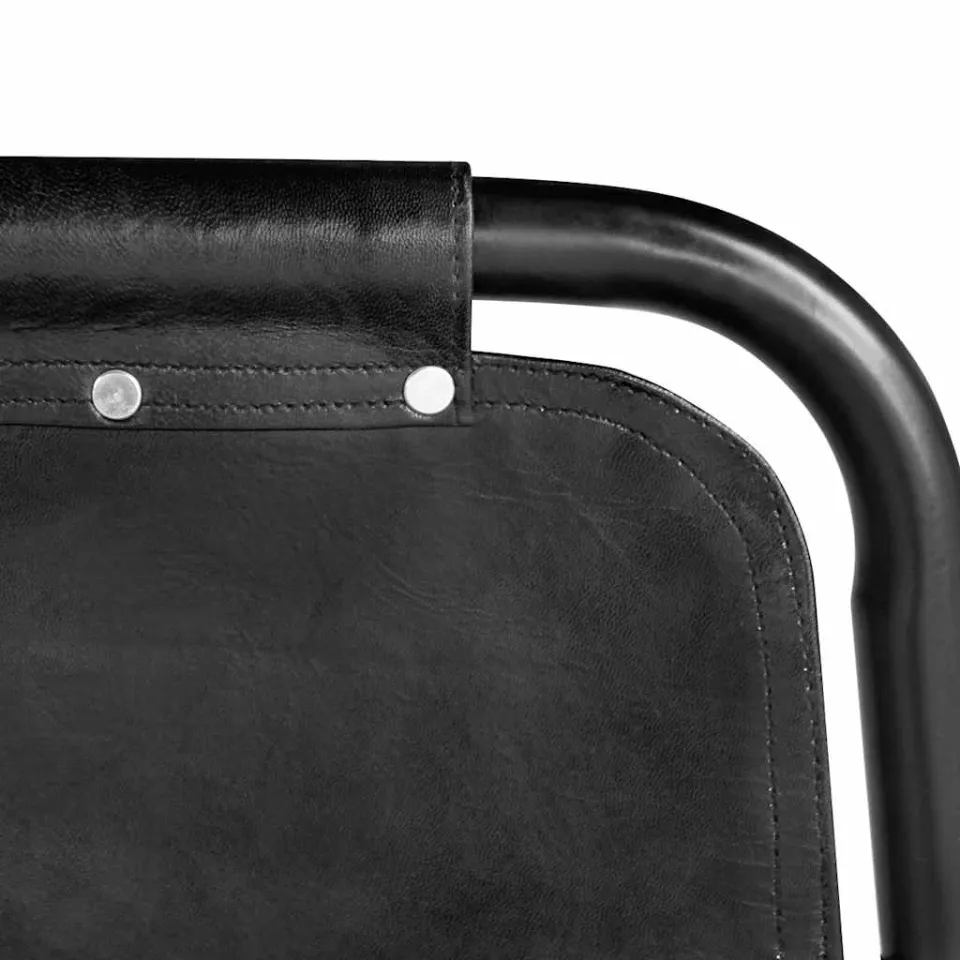 vidaXL Eetkamerstoelen 4 st echt leer zwart, foto 4