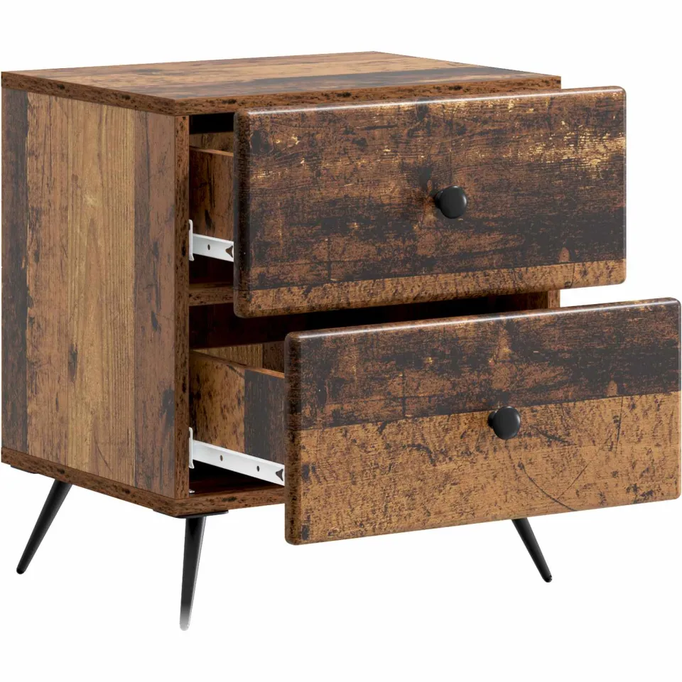 vidaXL Nachtkastje Oud hout 43 x 34,5 x 47,5 cm Bewerkt hout bruin, foto 3