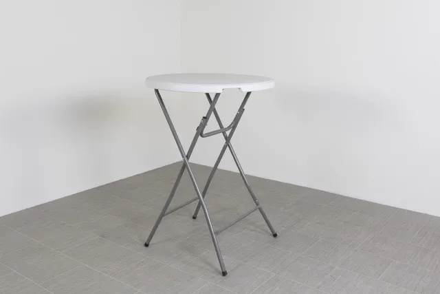 Alora Statafel - Kunststof - Metaal - ø80x110 cm - staan tafel - partytafel - cocktailtafel - hoge staan tafel - breed blad - horeca evenementen Wit/Grijs
