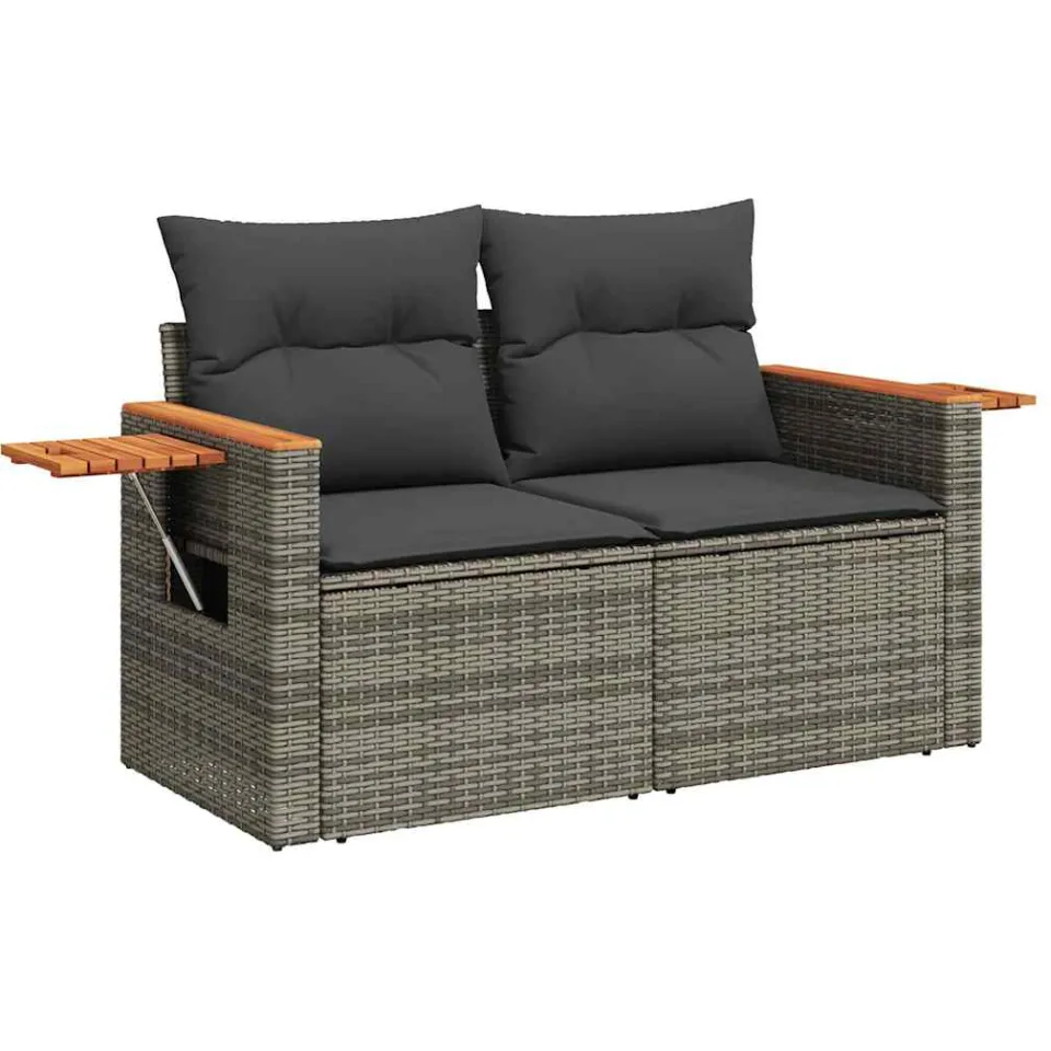 vidaXL 6-delige Loungeset met kussens poly rattan grijs, foto 4
