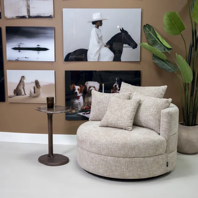 DÉJA Living DÉJA Draaifauteuil Miles Taupe Chenille Rond