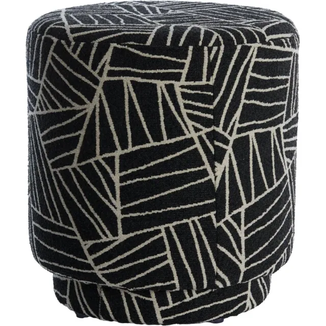 Light & Living Poef Davonte - Zwart - Ø40cm - Modern