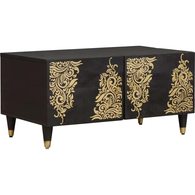 vidaXL Salontafel Zwart 80 x 50 x 40 cm Massief Mango Hout Bruin