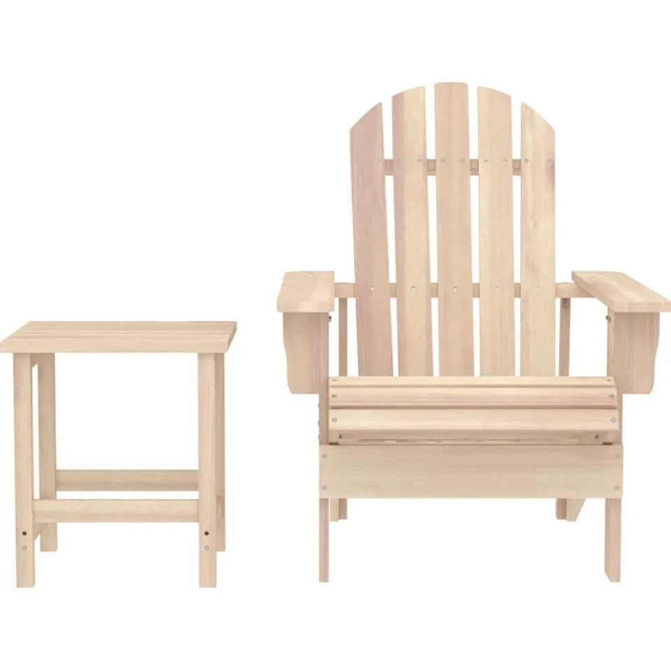 vidaXL Tuinstoel Adirondack met tafel massief vurenhout crème, foto 2