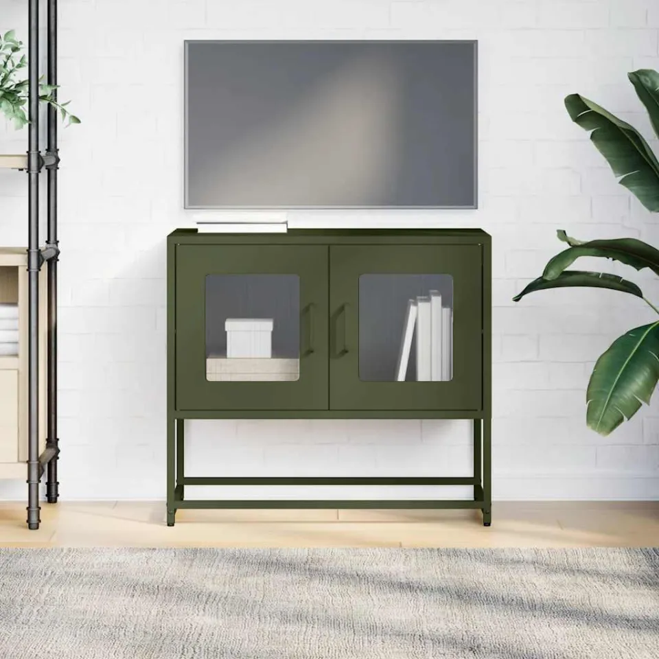 vidaXL Tv-meubel 68x39x60,5 cm koudgewalst staal olijfgroen, foto 4