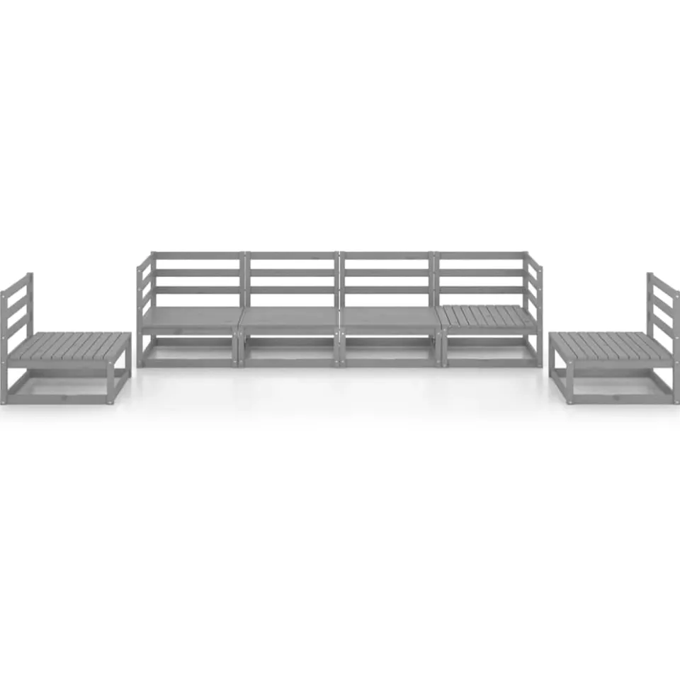 vidaXL 6-delige Loungeset massief grenenhout grijs