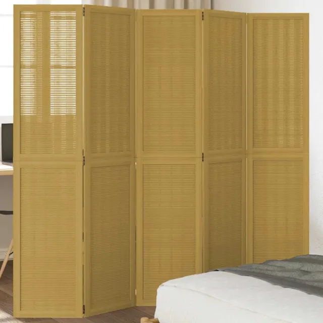 vidaXL Kamerscherm met 5 panelen massief paulowniahout bruin, foto 2