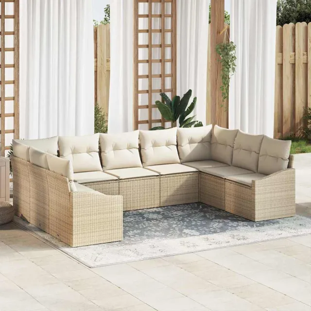 vidaXL Bankstel 9 st Beige poly rattan, foto 2