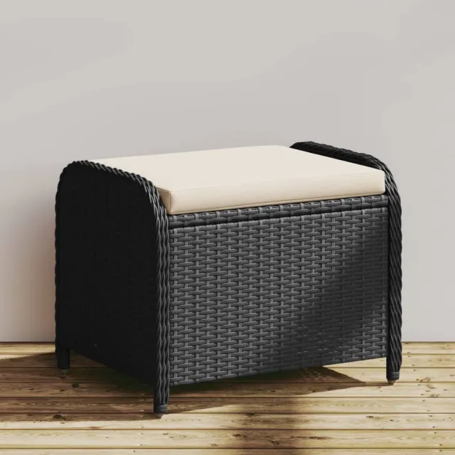 vidaXL Tuinkruk met kussen 58x46x46 cm poly rattan zwart, foto 2