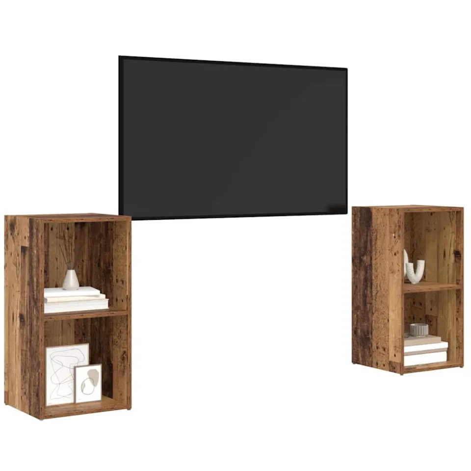 vidaXL Tv-meubelset 2 st 72 x 35 x 36,5 cm Oud Hout Bruin