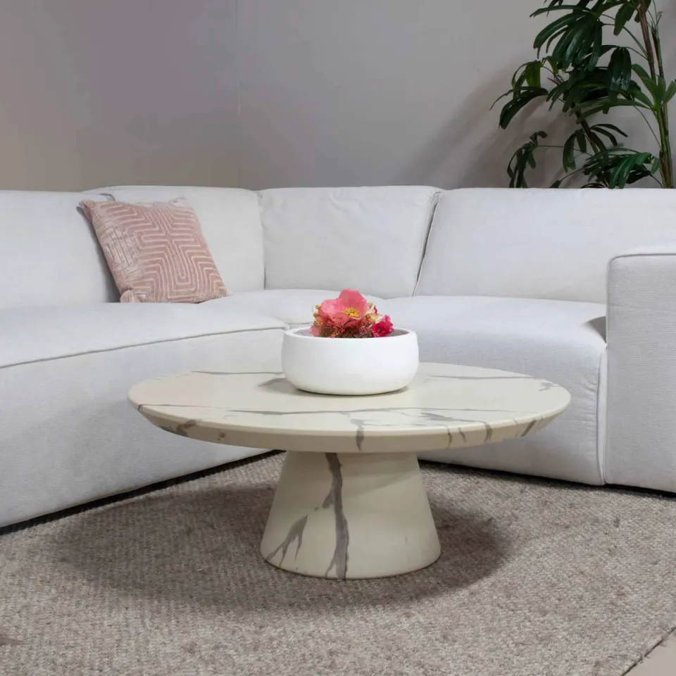 Giga Meubel Salontafel Flen Rond - Marmerlook - 90x90x35cm, foto 3