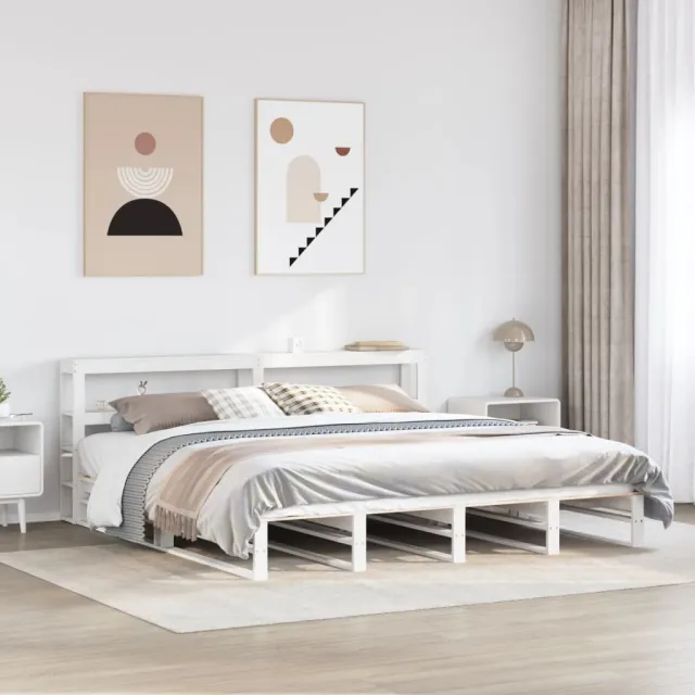 vidaXL Bedframe zonder matras massief grenenhout wit 200x200 cm